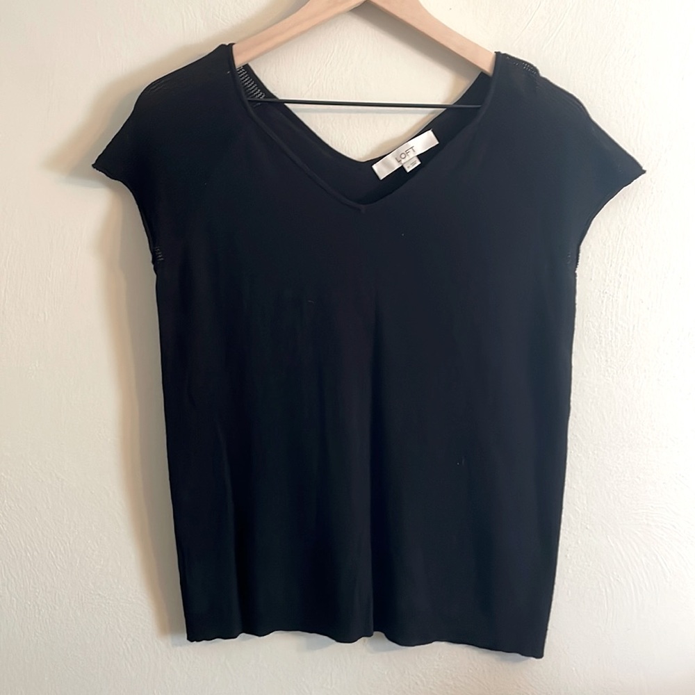 Loft V-neck Crochet Shoulder Top